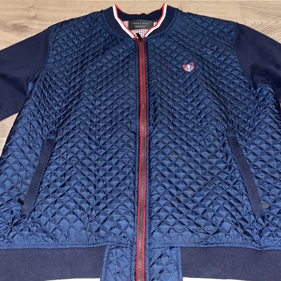 Zara Man - Navy Blue Quilted Bomber Jacket - Picture 5 of 7